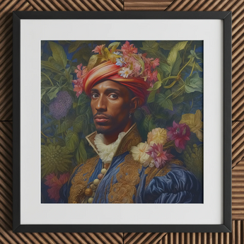 Prince Isaiah - Black Gay Royalty Baroque Art Print / Canvas, 12x12’’ / 31x31cm / Frame / Matboard, Posters Prints & Visual Artwork, Toby