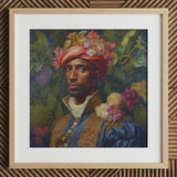 Prince Isaiah - Black Gay Royalty Baroque Art Print / Canvas, 12x12’’ / 31x31cm / Natural Frame / Matboard, Posters Prints & Visual