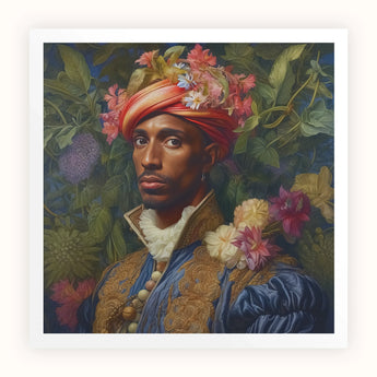 Prince Isaiah - Black Gay Royalty Baroque Art Print / Canvas, 12x12’’ / 31x31cm / Unframed / White Border, Posters Prints & Visual Artwork,