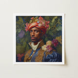 Prince Isaiah - Black Gay Royalty Baroque Art Print / Canvas Square-framed Portrait Man Ornate Historical Attire Adorned, Itty-bitty Pretty
