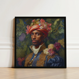 Framed Portrait Man Ornate Blue Gold Attire Adorned Prince Isaiah, Itty-bitty Pretty Committee, Baroque Gay Princes