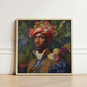 Framed Portrait Man Ornate Blue Gold Attire Adorned Prince Isaiah, Itty-bitty Pretty Committee, Baroque Gay Princes