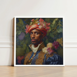 Framed Portrait Man Ornate Blue Gold Attire Adorned Prince Isaiah, Itty-bitty Pretty Committee, Baroque Gay Princes