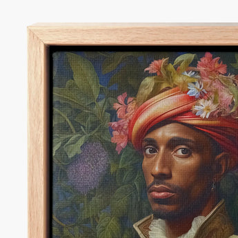 Framed Canvas Print Man Dark Skin Ornate Red Prince Isaiah, Itty-bitty Pretty Committee, Baroque Gay Princes