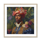 Prince Isaiah Black Gay Royalty Baroque Art Print, Portrait Painting Renaissance Style Person Ornate Floral Headdress