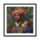Prince Isaiah Black Gay Royalty Baroque Art Print, Portrait Painting Renaissance Style Person Ornate Floral Headdress