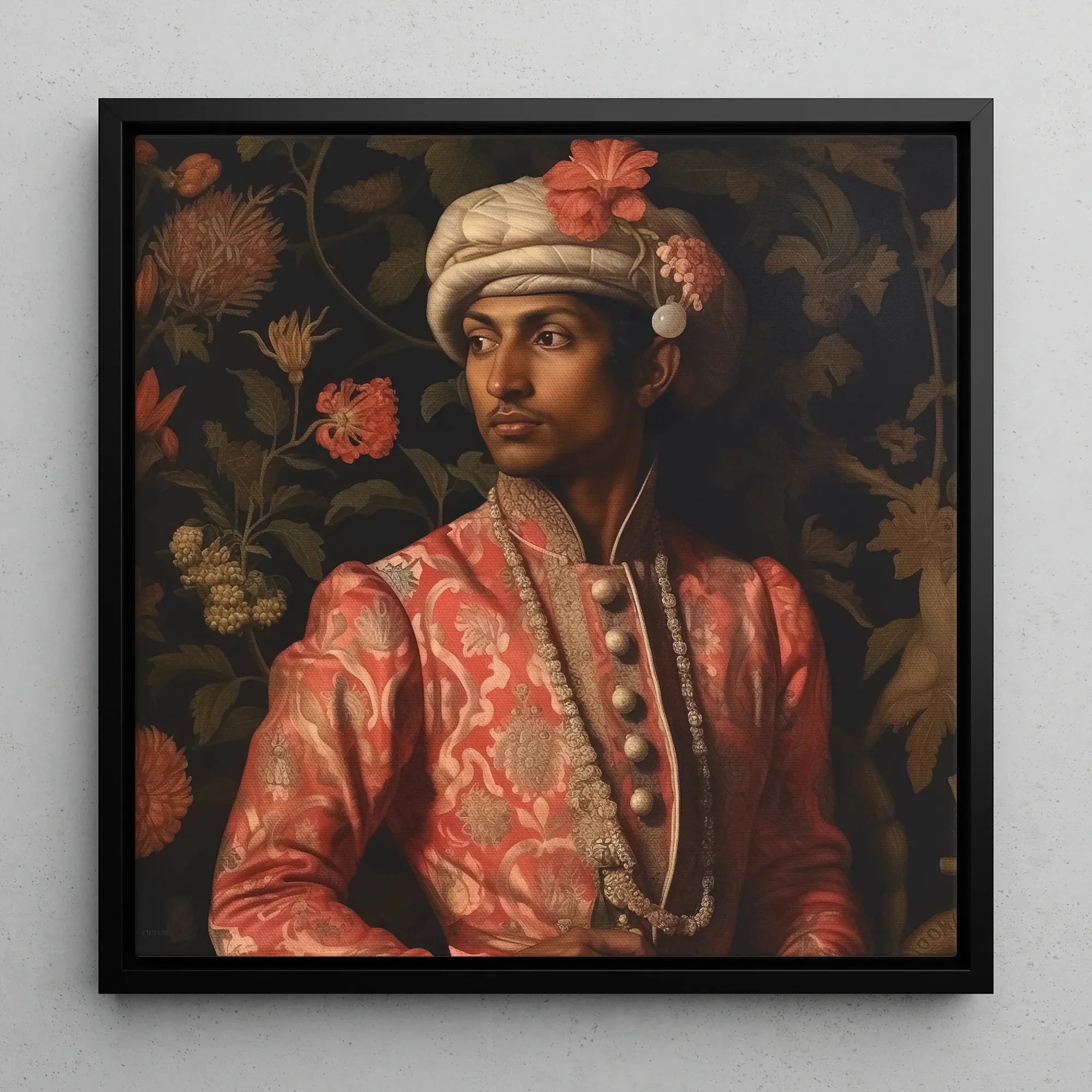 Prince Kaniyan - Gay India Tamil Royalty Queerart Canvas - 16’x16’ / Black Frame / White Wrap - Posters Prints &
