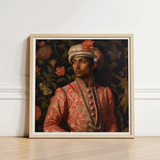 Framed Portrait Man Ornate Pink Gold Embroidered Attire Prince Kaniyan, Itty-bitty Pretty Committee, Baroque Gay Princes