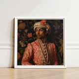 Framed Portrait Man Ornate Pink Gold Embroidered Attire Prince Kaniyan, Itty-bitty Pretty Committee, Baroque Gay Princes