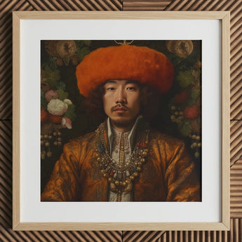 Prince Khaliun - Gay Mongolian Royalty Baroque Art Print / Canvas, 12x12’’ / 31x31cm / Natural Frame / Matboard, Posters Prints & Visual