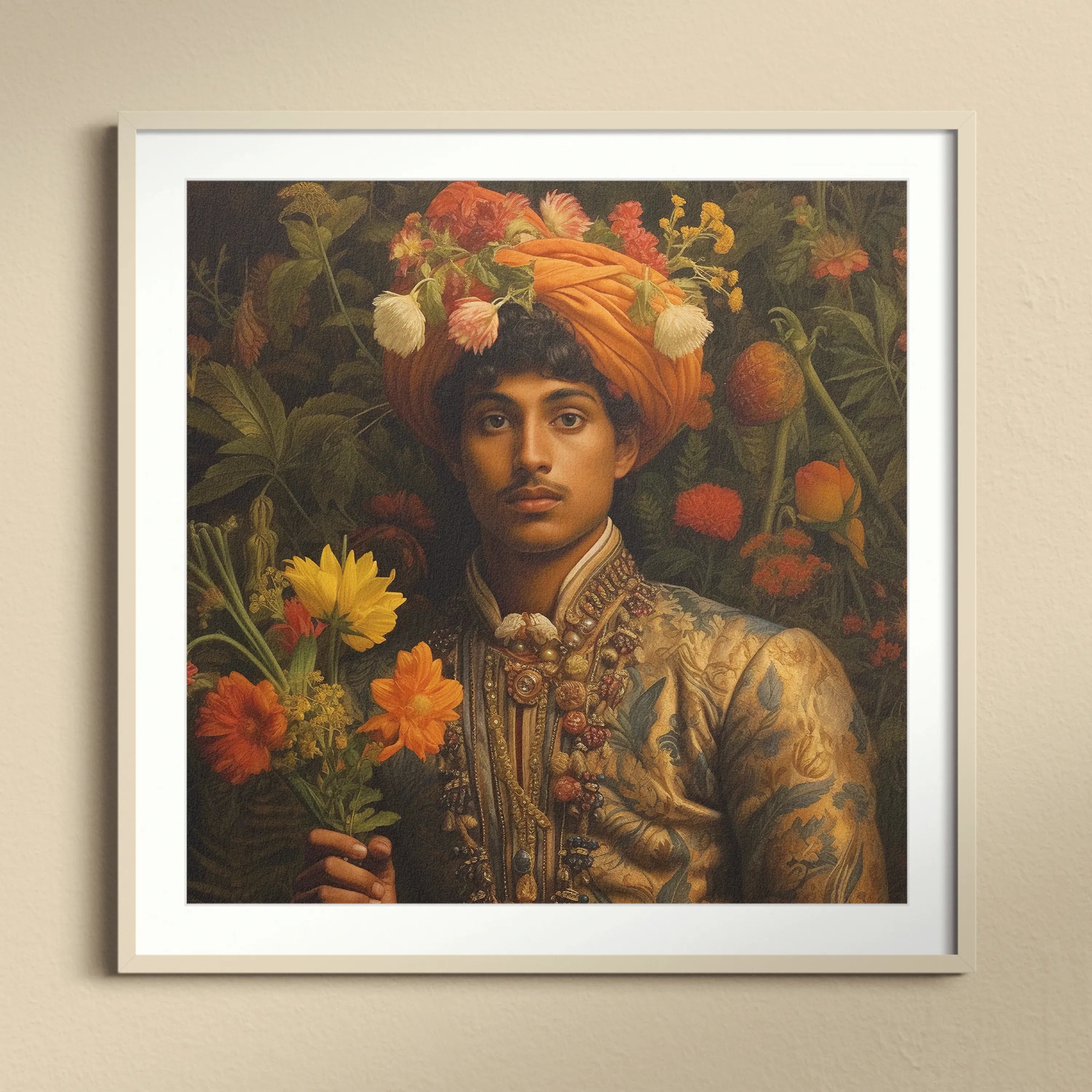 Prince Rajanikanta - Gay India Tamil Royalty Queerart Print - 16’x16’ - Posters Prints & Visual Artwork - Aesthetic Art