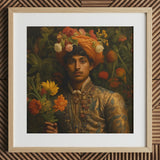 Prince Rajanikanta - Indian Gay Royalty Baroque Art Print / Canvas, 12x12’’ / 31x31cm / Natural Frame / Matboard, Posters Prints & Visual