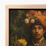 Framed Canvas Print Classical Portrait Man Dark Hair Prince Rajanikanta, Itty-bitty Pretty Committee, Tamil Royalty Queerart