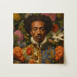 Prince Wesley - Afroamerican Gay Royalty Baroque Art Print / Canvas Square Canvas Print Portrait Man Ornate Floral-patterned Attire Prince