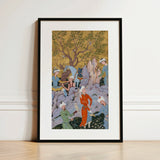 Princely Hawking Party - Mirza Ali Art Print / Canvas, 12x18’’ / 31x46cm / Black Frame / Matboard, Posters Prints & Visual Artwork, Toby
