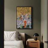 Princely Hawking Party - Mirza Ali Art Print / Canvas Framed Artwork Vibrant Traditional-style Illustration Figures Colorful Attire Among