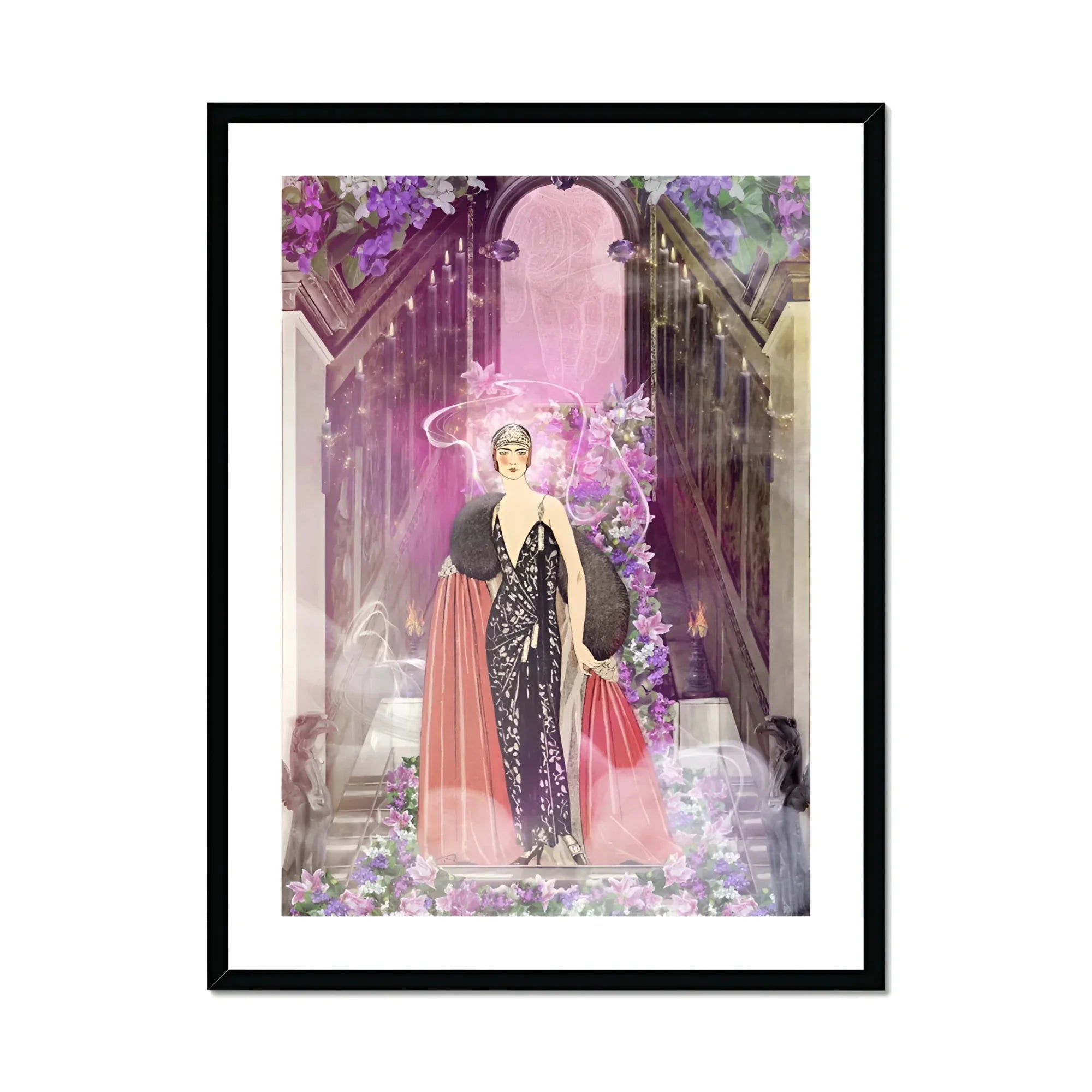 Princess Reah - Surreal Sorceress Myth Art Print, Framed Art Print Elegant Figure Sparkly Black Gown