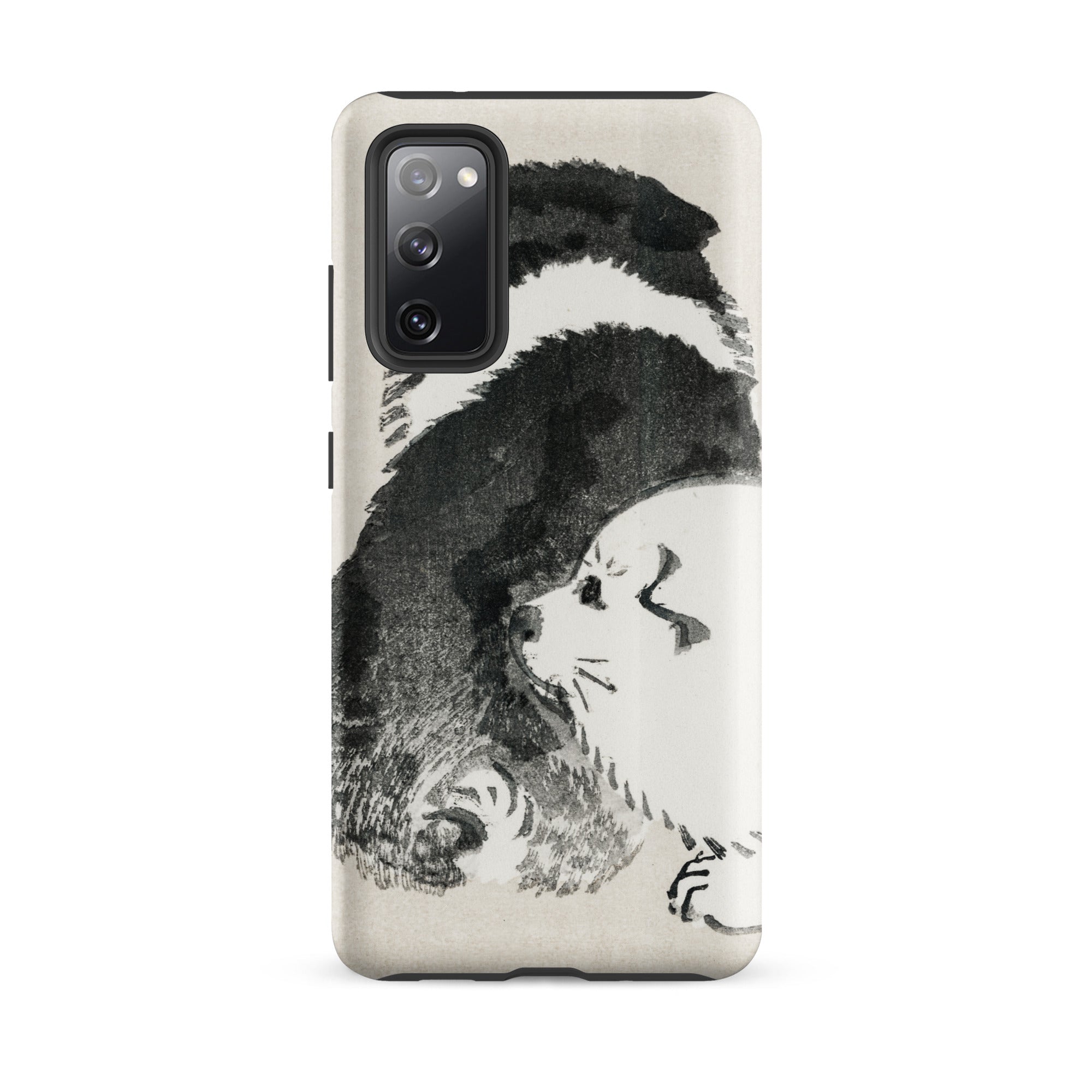 Puppies Kōno Bairei Meiji Era Samsung Case, Galaxy S20 Fe / Matte, White Phone Case Black Illustrated Cat Design