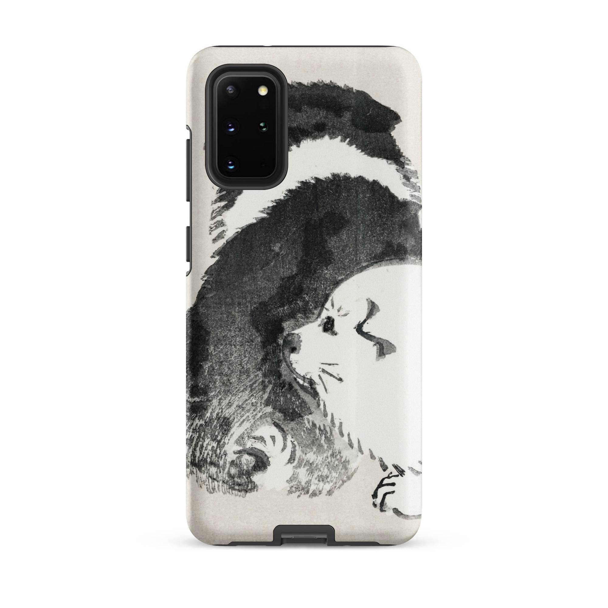 Puppies Kōno Bairei Meiji Era Samsung Case, Galaxy S20 Plus / Matte, White Phone Case Black Dog Illustration