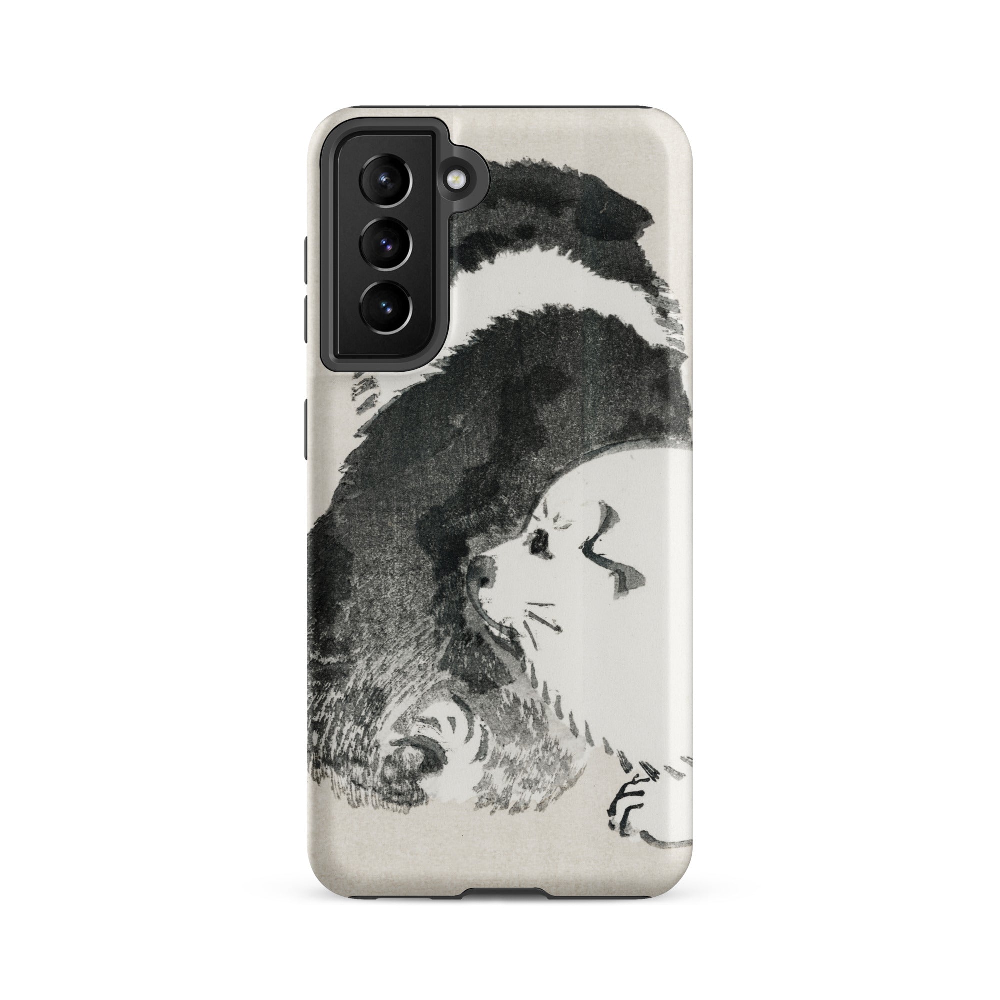 Puppies Kōno Bairei Meiji Era Samsung Case, Galaxy S21 Fe / Matte, Phone Case Black White Dog Illustration