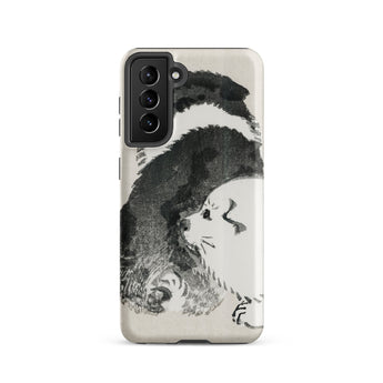 Puppies - Kōno Bairei Meiji Era Samsung Case, Galaxy S21 / Matte, Phone Case Black White Dog Illustration