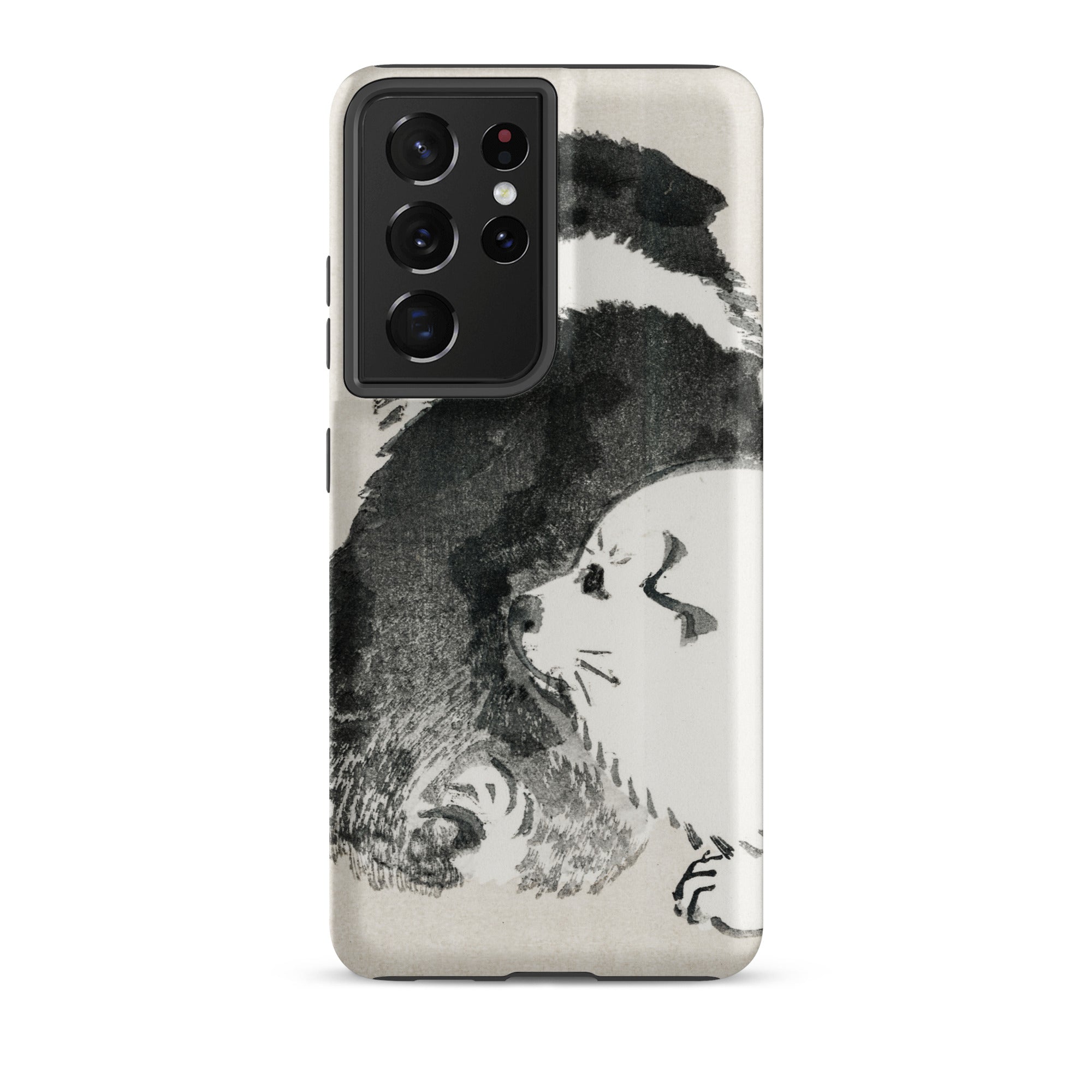 Puppies Kōno Bairei Meiji Era Samsung Case, Galaxy S21 Ultra / Matte, White Smartphone Case Black Illustrated Dog
