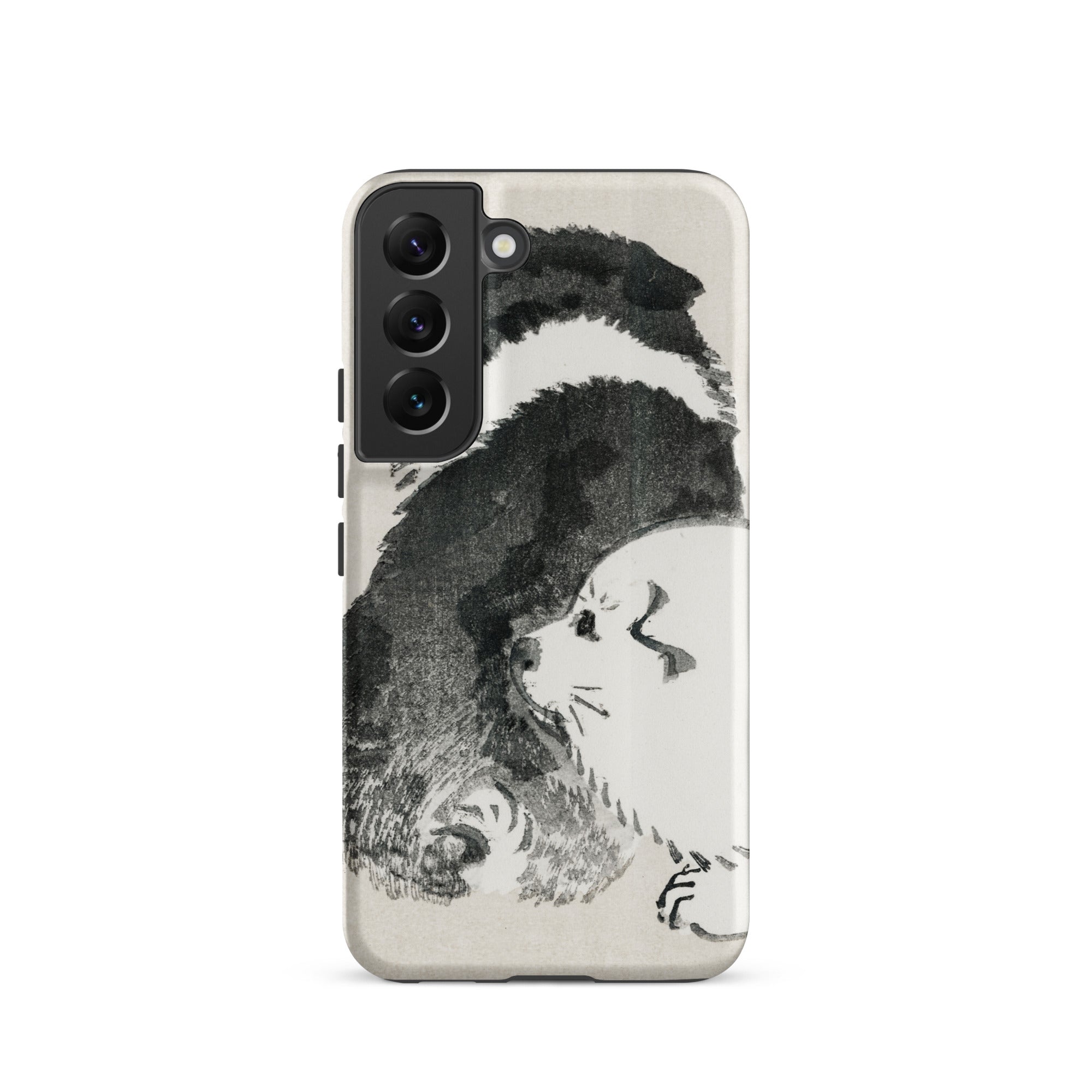 Puppies Kōno Bairei Meiji Era Samsung Case, Galaxy S22 / Matte, White Phone Case Black Dog Seal Illustration