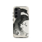 Puppies Kōno Bairei Meiji Era Samsung Case, Galaxy S23 / Matte, White Smartphone Case Black Painted Badger Fox Design