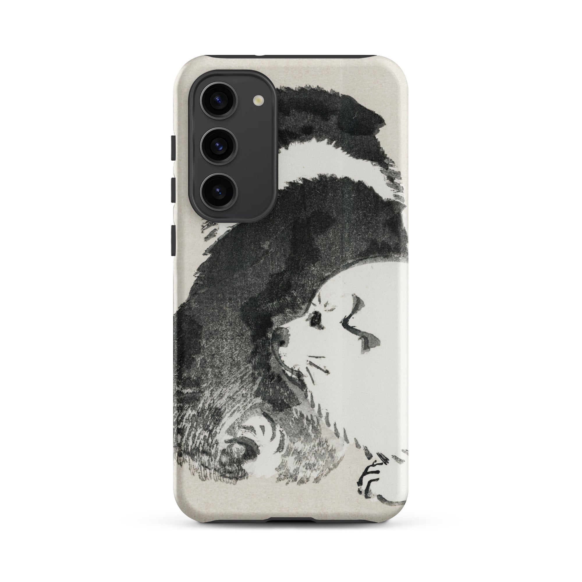 Puppies Kōno Bairei Meiji Era Samsung Case, Galaxy S23 Plus / Matte, Phone Case Black White Dog Illustration