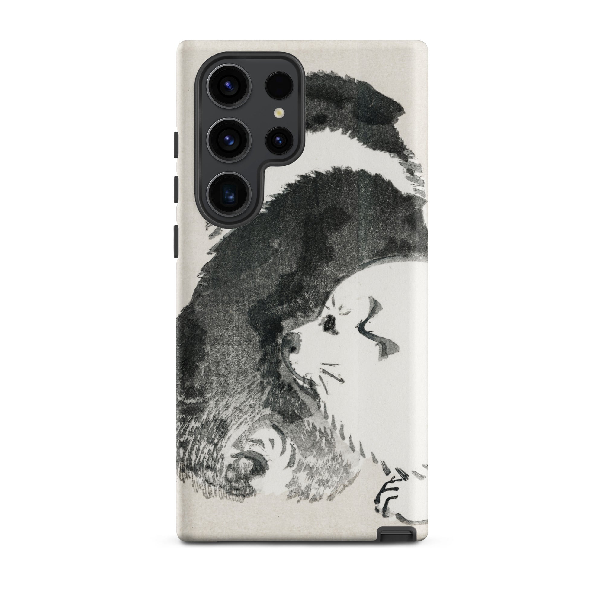 Puppies Kōno Bairei Meiji Era Samsung Case, Galaxy S23 Ultra / Matte, White Phone Case Black Dog Illustration