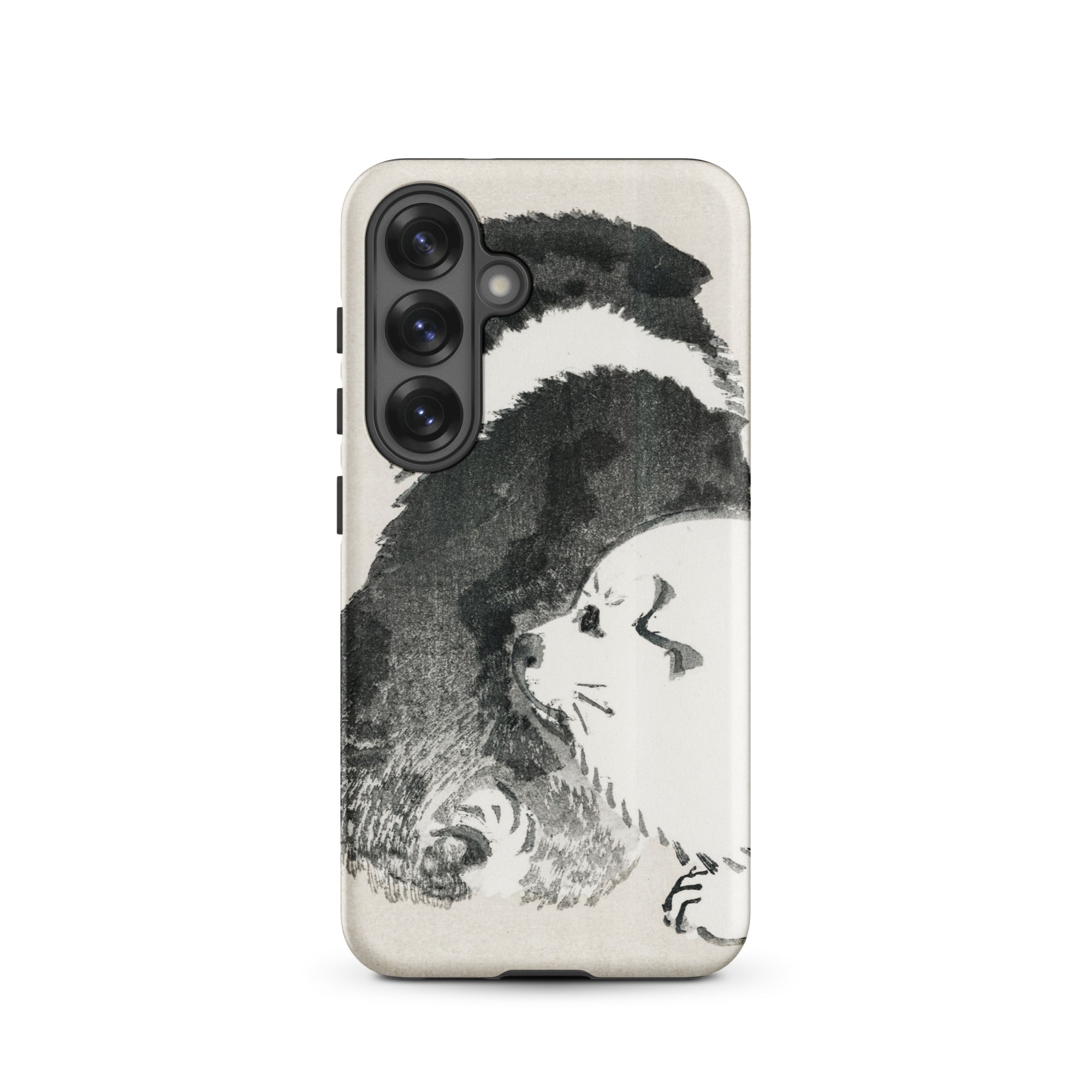 Puppies Kōno Bairei Meiji Era Samsung Case, Galaxy S25 / Matte, Smartphone Case Black White Dog Illustration