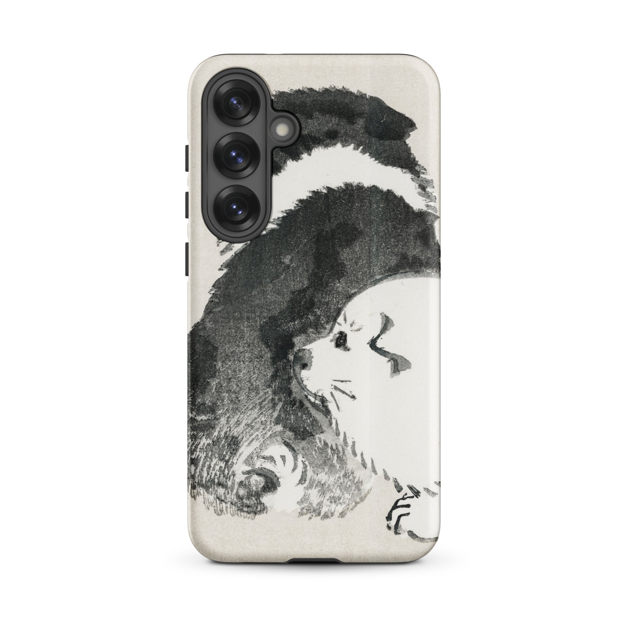 Puppies Kōno Bairei Meiji Era Samsung Case, Galaxy S25 Plus / Matte, Phone Case Black White Dog Design