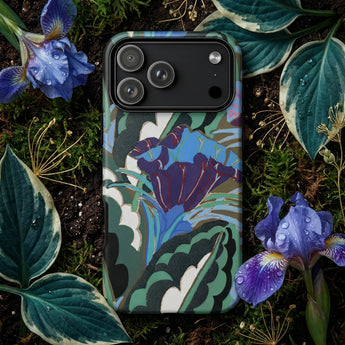 Purple Floral Motif - Edouard Benedictus Iphone Case Vibrant Floral Phone Case Bold Blue Purple Irises Edouard Benedictus, Benedictus