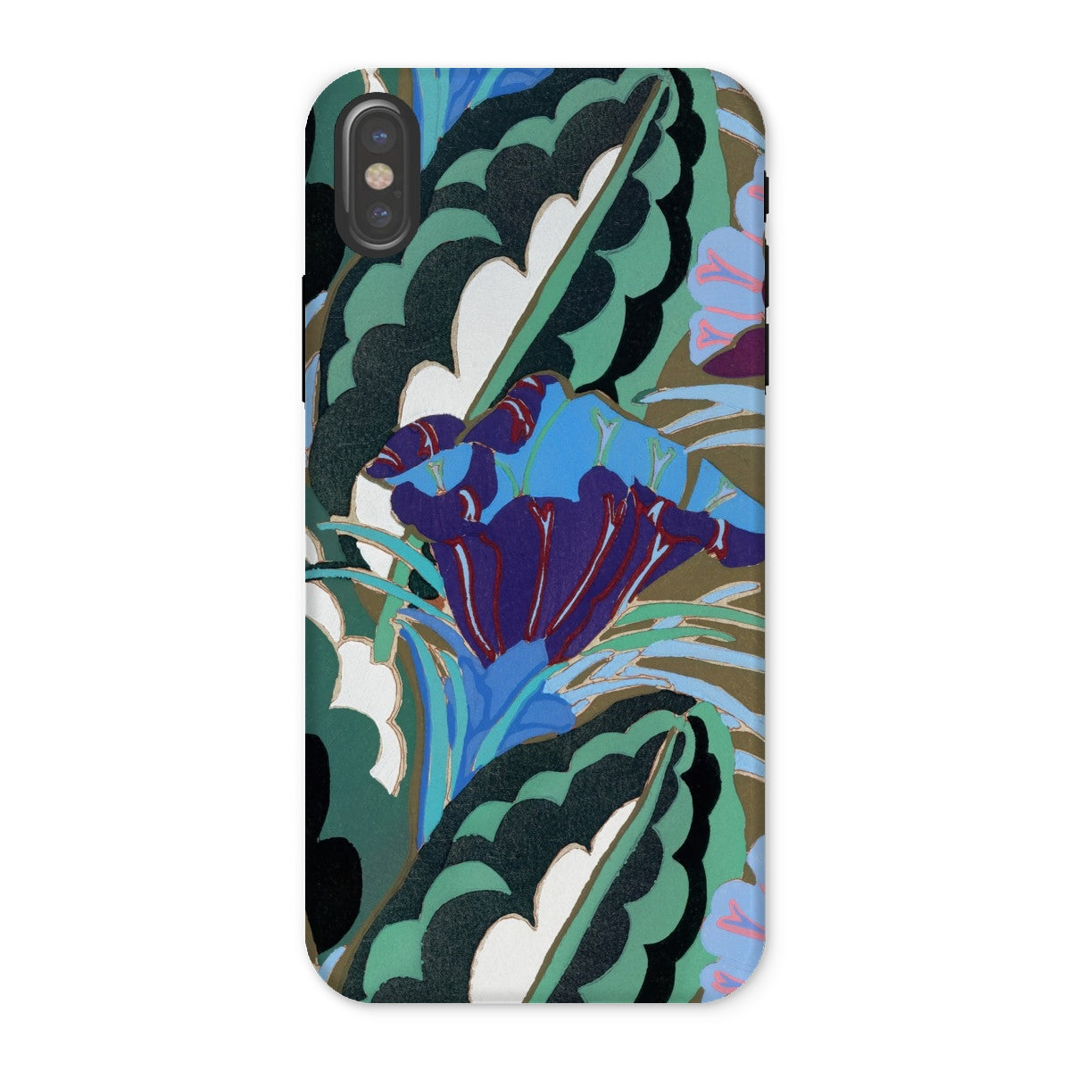 Purple Floral Motif Edouard Benedictus Iphone Case, x / Matte, Phone Case Bold Floral Art Deco Pattern Green