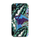Purple Floral Motif Edouard Benedictus Iphone Case, Xr / Matte, Phone Case Art Deco Floral Pattern Teal Clouds