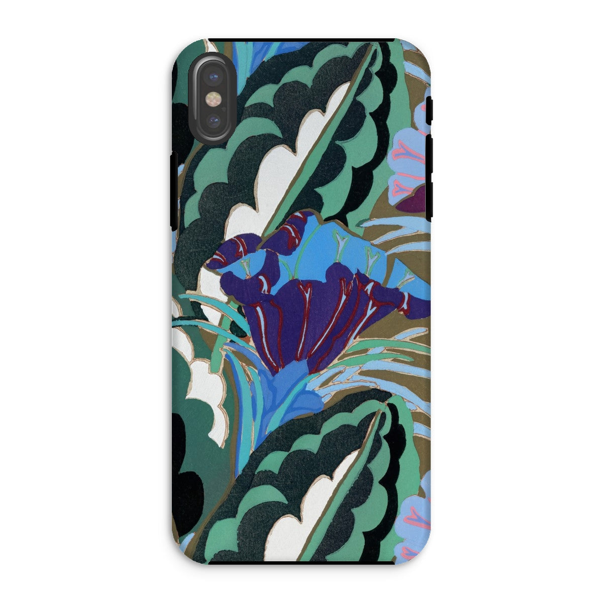 Purple Floral Motif Edouard Benedictus Iphone Case, Xs / Matte, Phone Case Art Deco Floral Pattern Green Blue