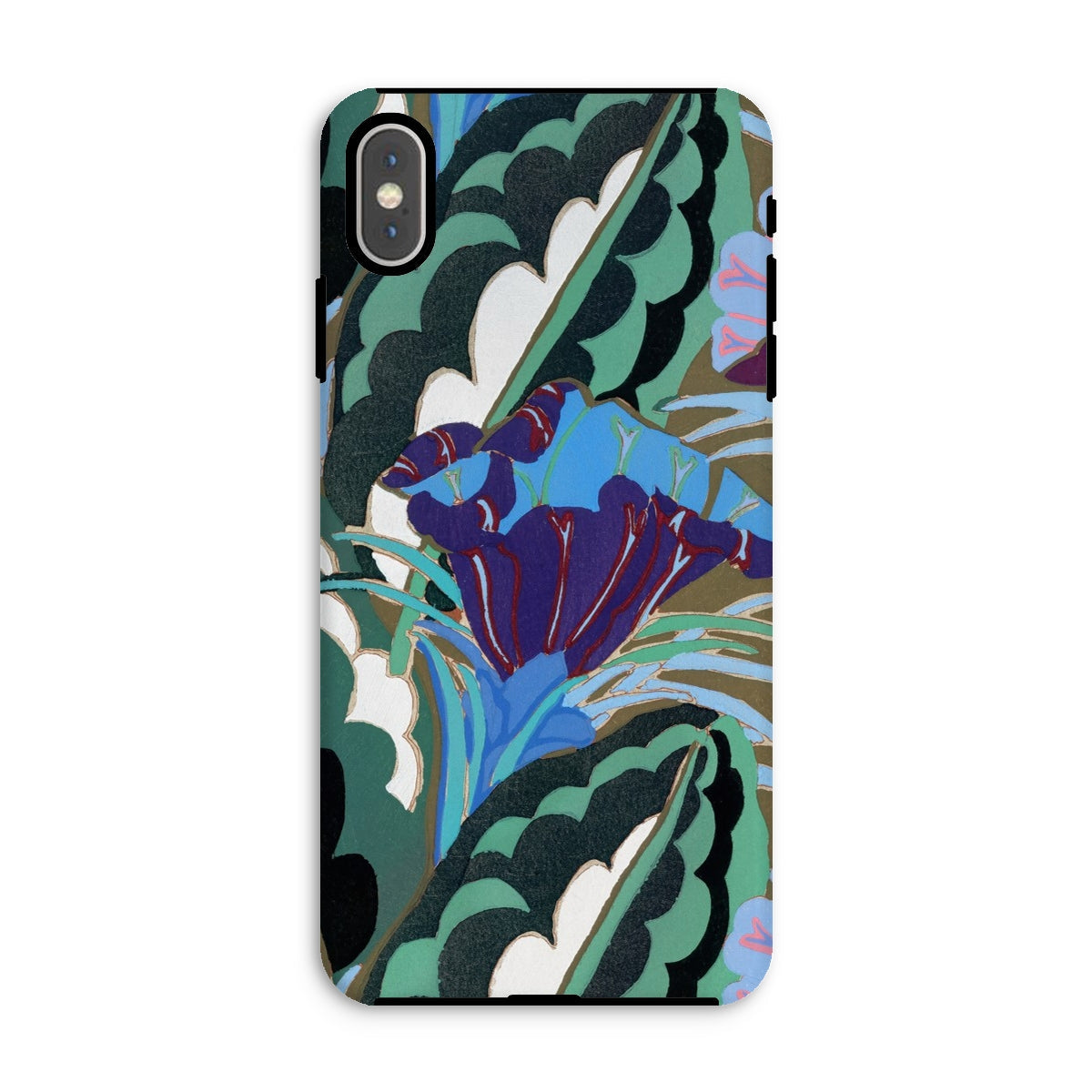Purple Floral Motif Edouard Benedictus Iphone Case, Xs Max / Matte, Phone Case Art Deco Floral Pattern Blue Purple