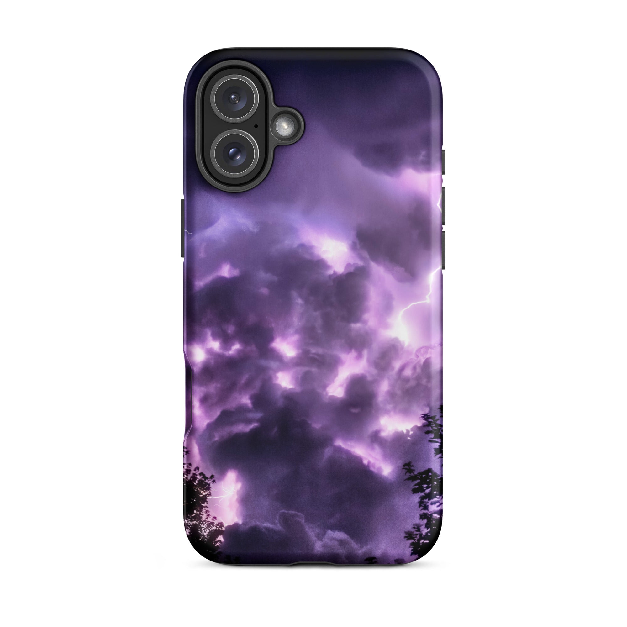 Purple Haze Lightning Storm Iphone Case, 16 Plus / Matte, Smartphone Case Stormy Sky Design