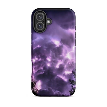 Purple Haze - Lightning Storm Iphone Case, 16 Plus / Matte, Smartphone Case Stormy Sky Design