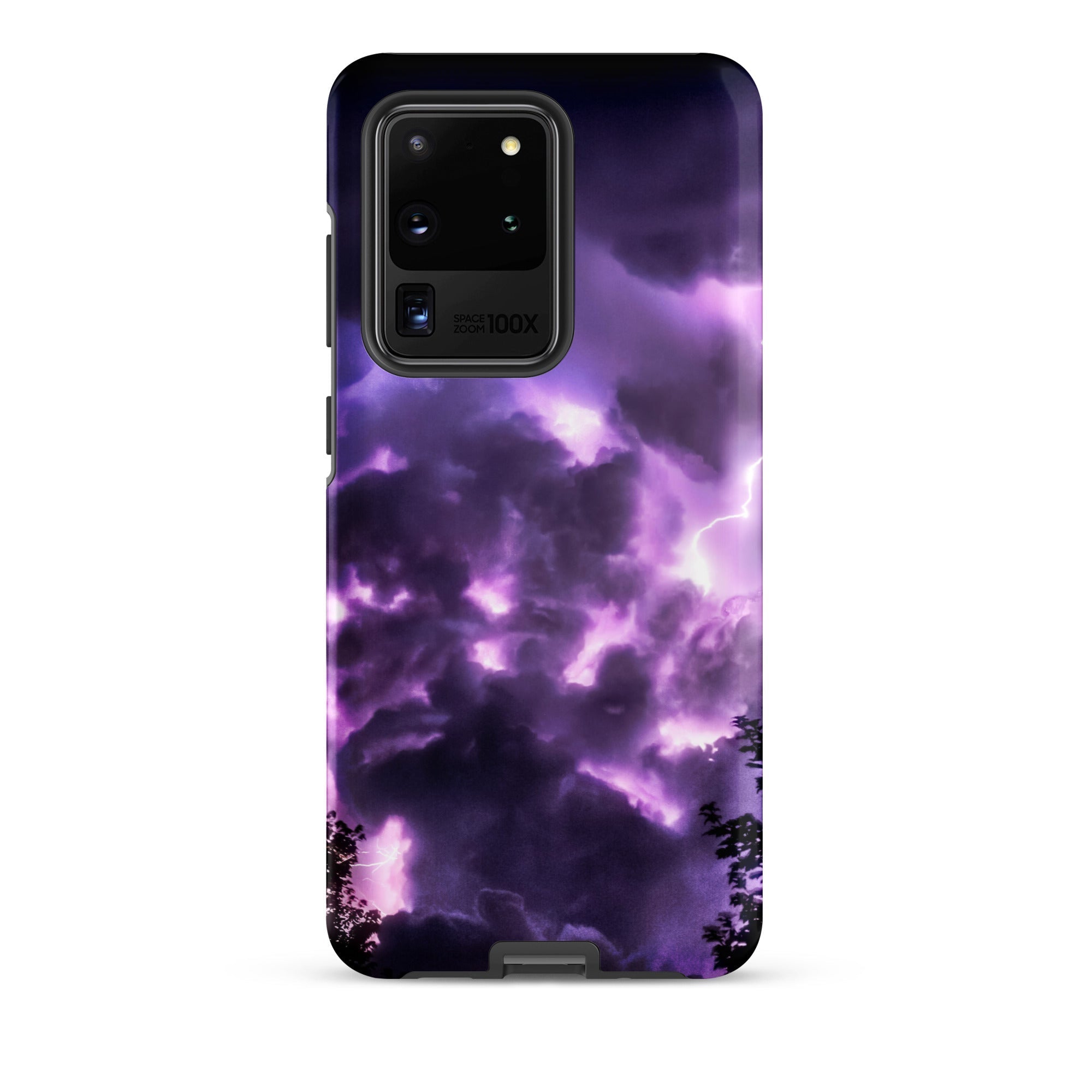 Purple Haze Lightning Storm Samsung Case, Galaxy S20 Ultra / Matte, Purple Black Smartphone Case Stormy Sky Design