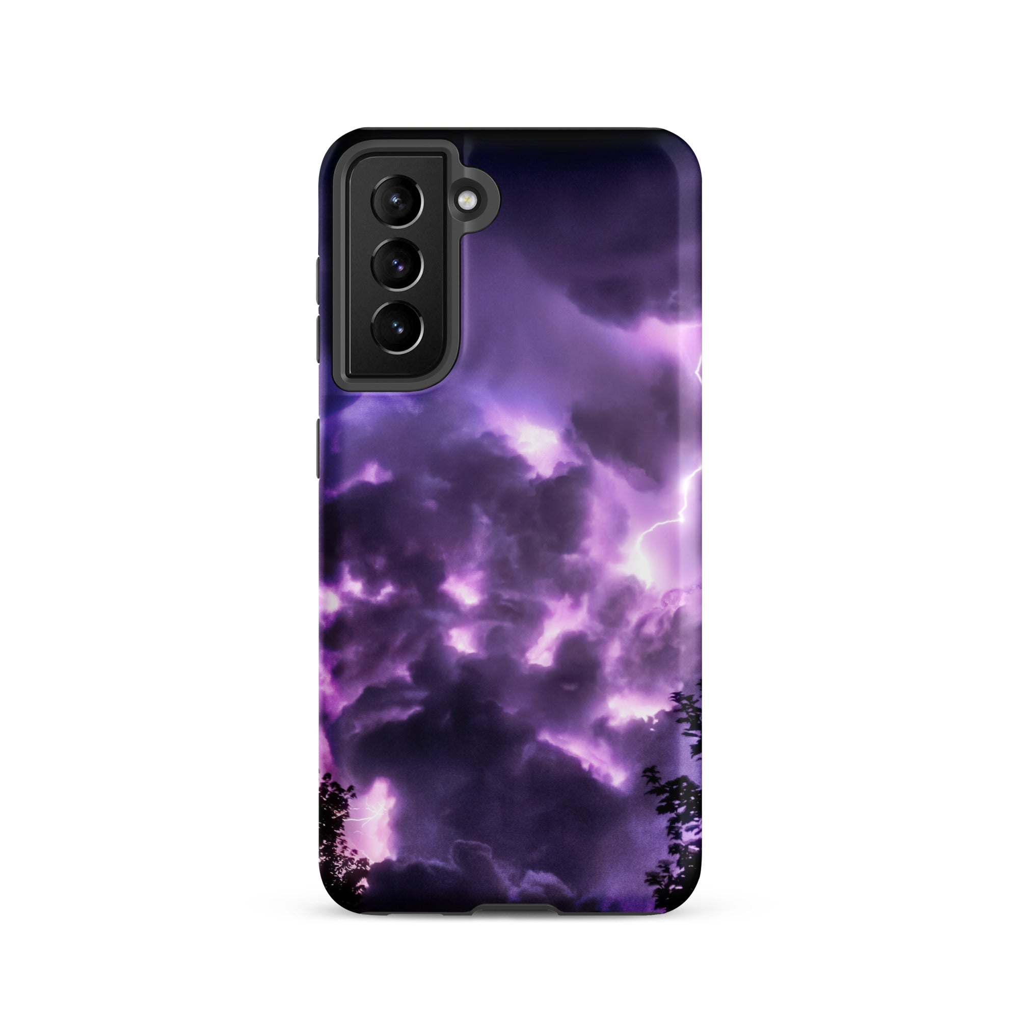 Purple Haze Lightning Storm Samsung Case, Galaxy S21 / Matte, Smartphone Purple Storm Themed Case
