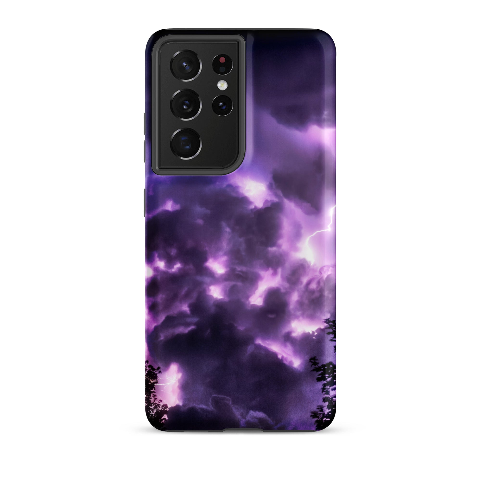 Purple Haze Lightning Storm Samsung Case, Galaxy S21 Ultra / Matte, Black Smartphone Case Purple Storm Cloud Design