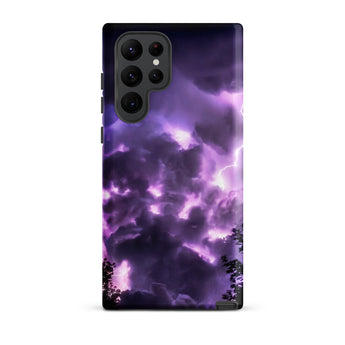 Purple Haze - Lightning Storm Samsung Case, Galaxy S22 Ultra / Matte, Black Smartphone Vibrant Purple Dark Cloud Storm Design