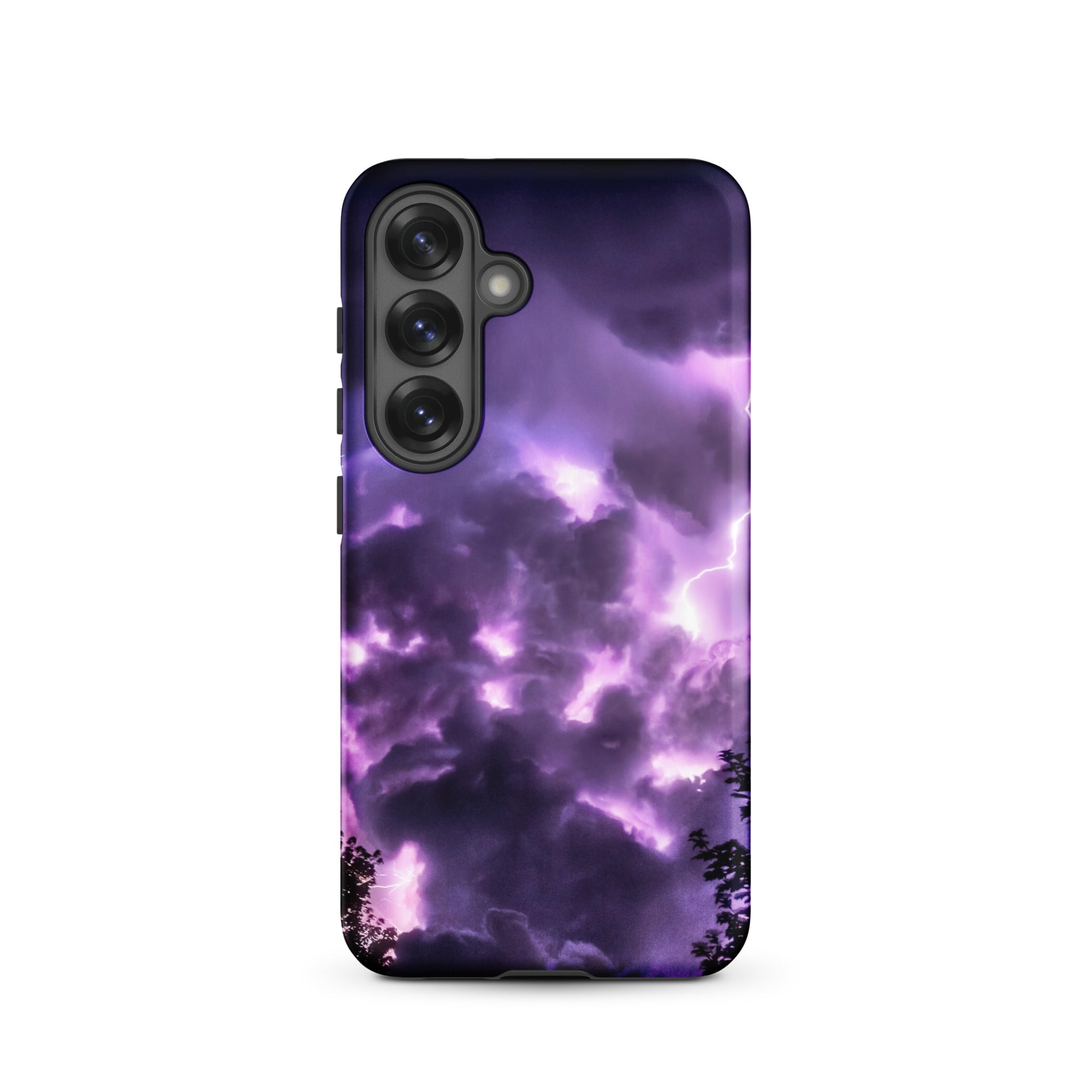 Purple Haze Lightning Storm Samsung Case, Galaxy S25 / Matte, Smartphone Case Vibrant Purple Dark Cloud Design Bolts