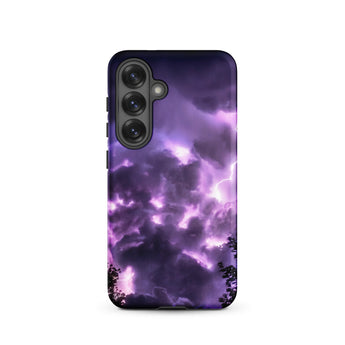 Purple Haze - Lightning Storm Samsung Case, Galaxy S25 / Matte, Smartphone Case Vibrant Purple Dark Cloud Design Bolts