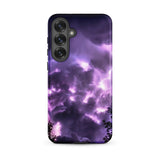 Purple Haze - Lightning Storm Samsung Case, Galaxy S25 Plus / Matte, Phone Case Vibrant Purple Black Storm Design