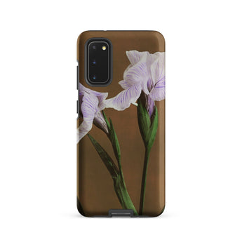 Purple Iris - Ogawa Kazumasa Floral Samsung Case, Galaxy S20 / Matte, Phone Case Floral Design Light Purple Irises Brown