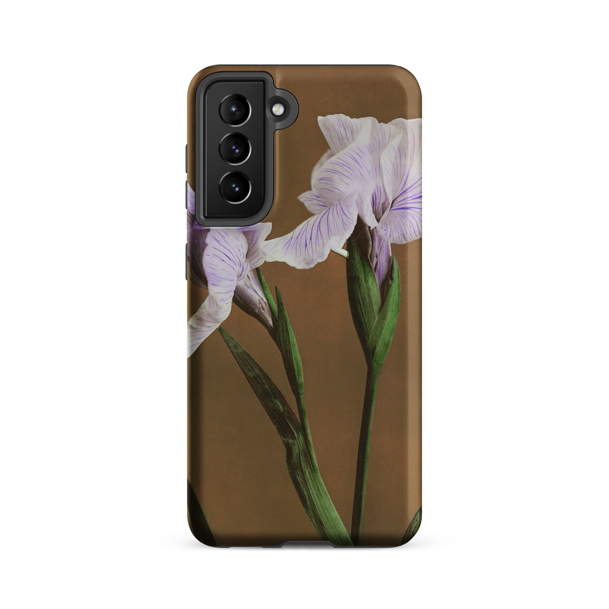 Purple Iris Ogawa Kazumasa Floral Samsung Case, Galaxy S21 Fe / Matte, Brown Smartphone Case Purple Iris Flower Design