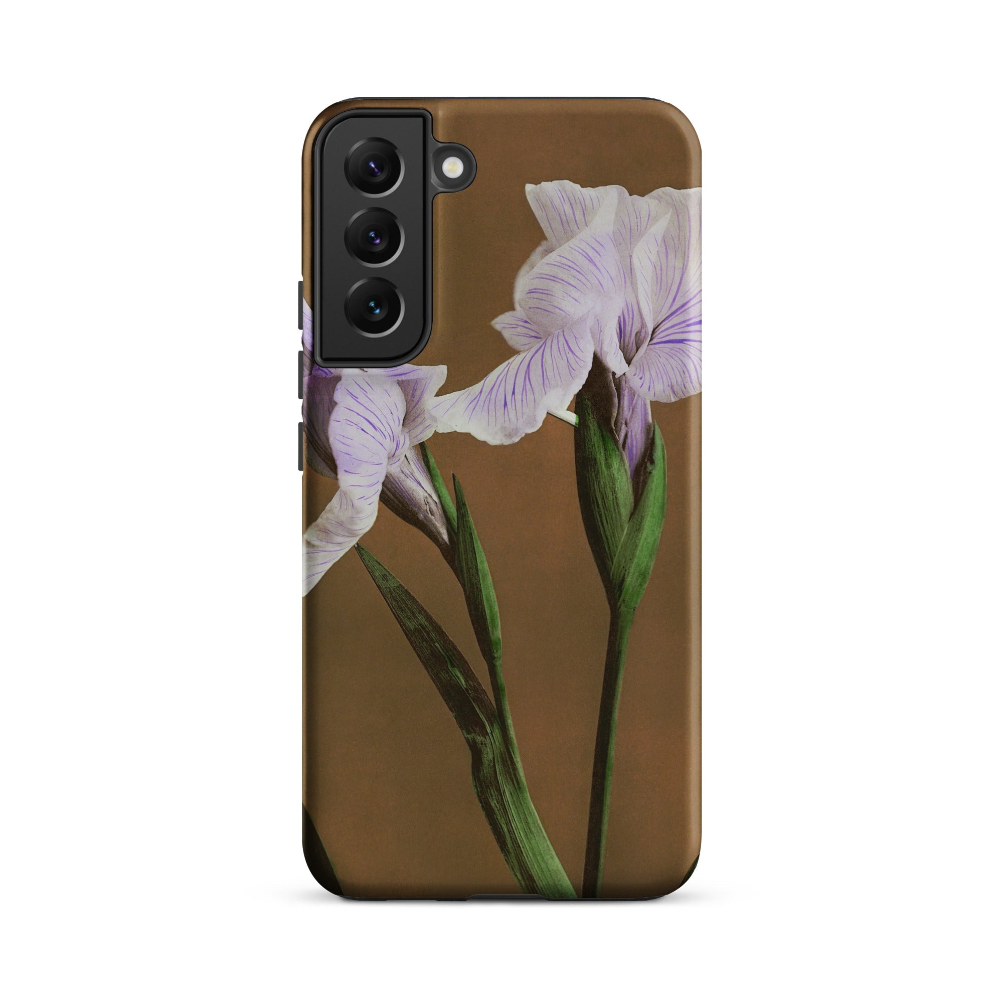Purple Iris Ogawa Kazumasa Floral Samsung Case, Galaxy S22 Plus / Matte, Brown Phone Case Two Light Purple Iris Flowers
