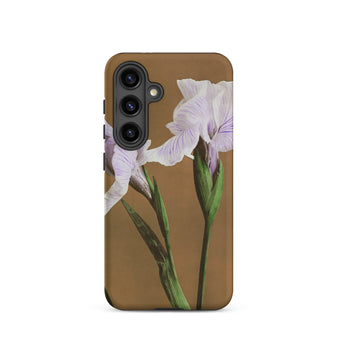 Purple Iris - Ogawa Kazumasa Floral Samsung Case, Galaxy S24 / Matte, Smartphone Case White Purple Iris Flower Design Brown